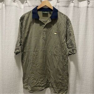 Navy and yellow stripe Masters polo